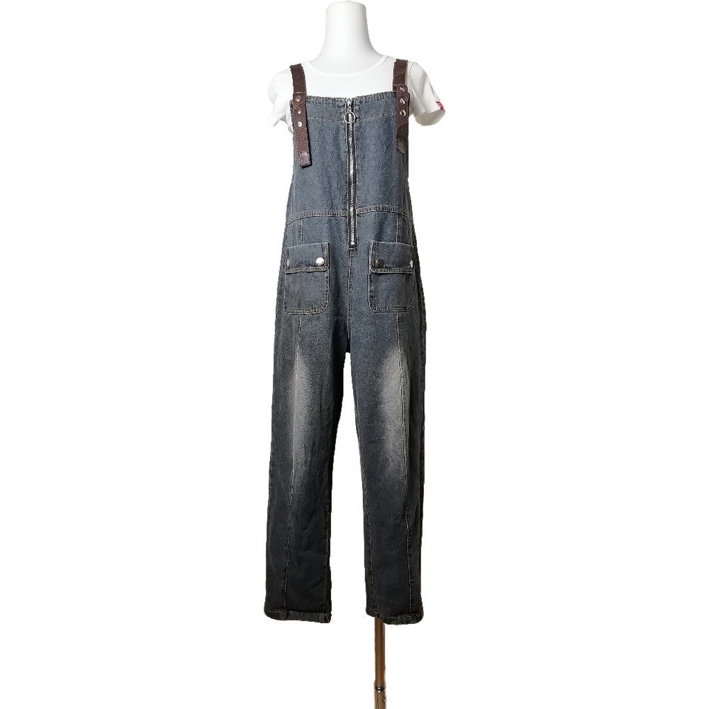 ⚓️ L, light black washed denim  overalls
